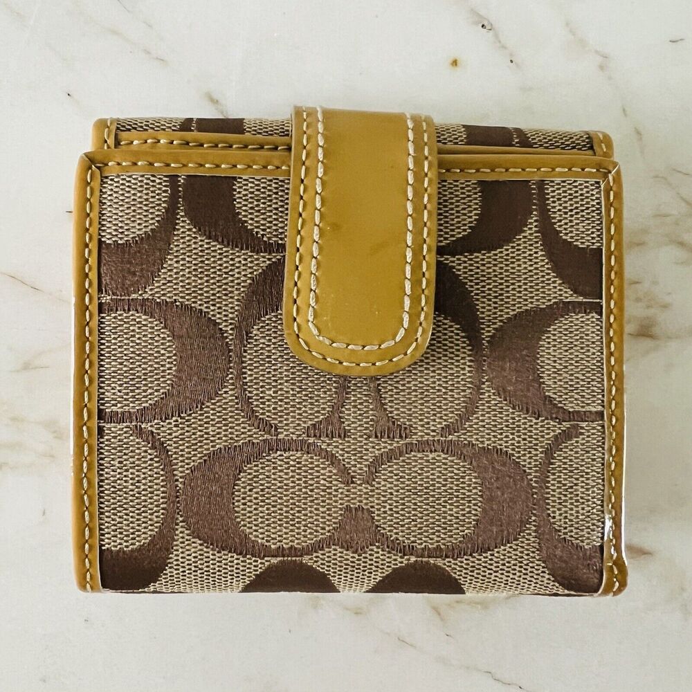 COACH Soho Khaki Putty Signature Canvas Bi-Fold Flap Wallet View 4